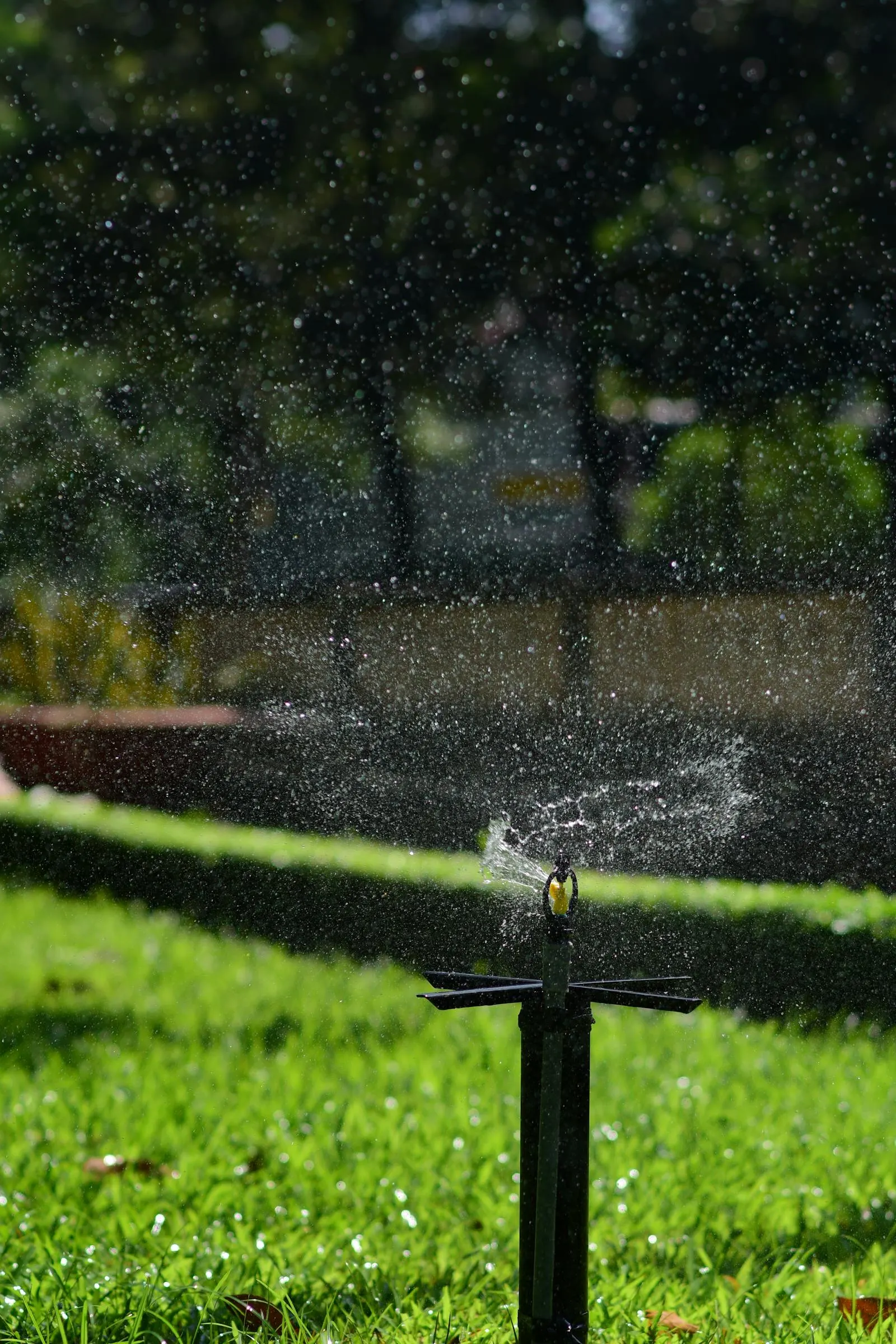 Drip irrigation running on a Tucson NW yard